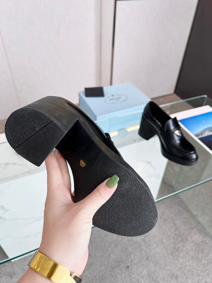 PRA CHOCOLATE BRUSHED LEATHER LOAFERS BLACK