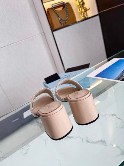 PRA EMBROIDERED SLIDES 65 BEIGE FABRIC