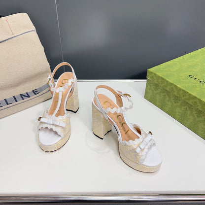 GG 105 HIGH HEEL SANDAL WHITE STRAW