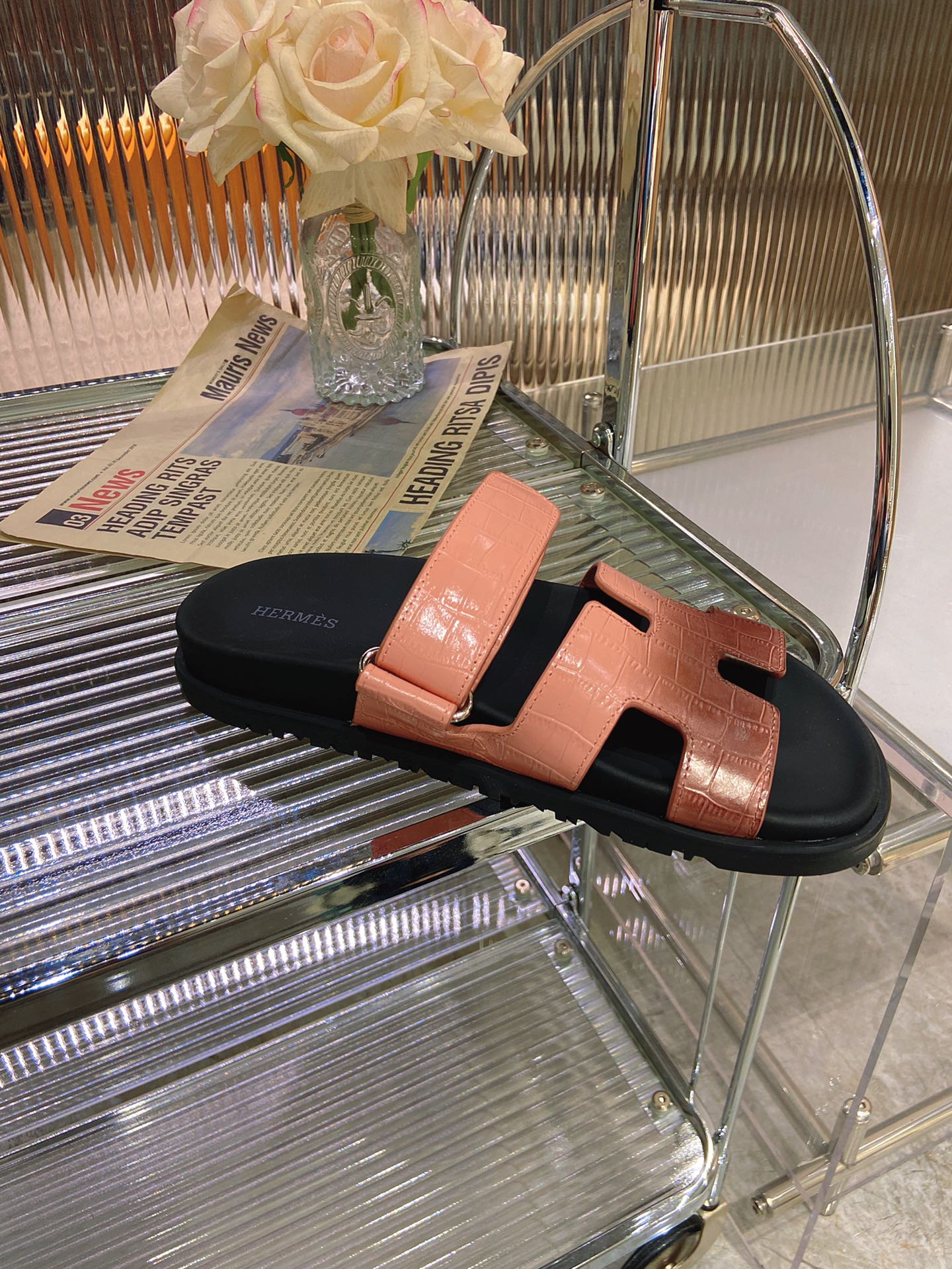 CHYPRE SANDAL OMBRE LIGHT PINK BROWN CALFSKIN