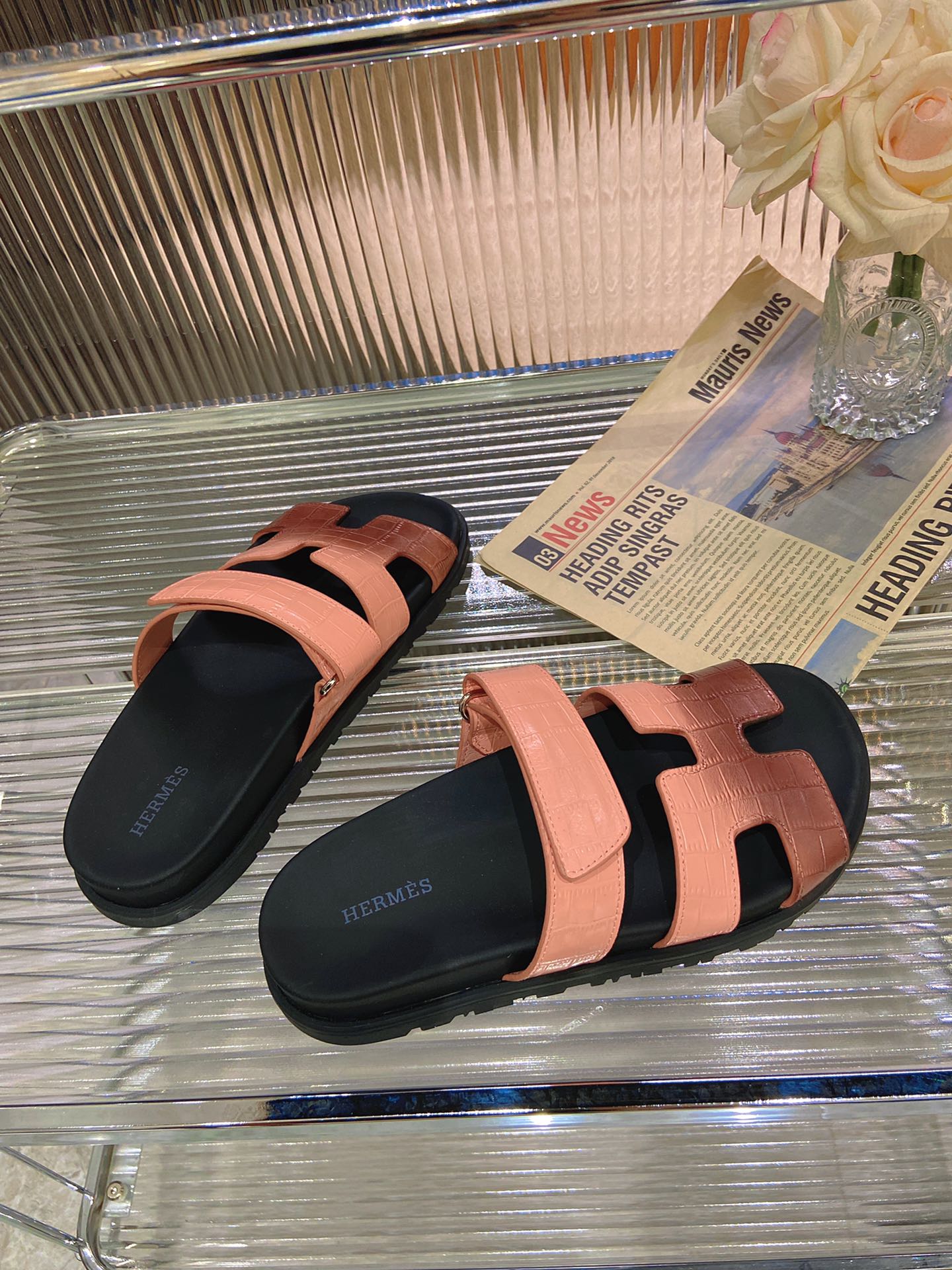 CHYPRE SANDAL OMBRE LIGHT PINK BROWN CALFSKIN