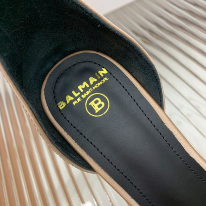 BALMAIN 25S KNOTTED HIGH HEELS 95MM IN LIGHT CARAMEL SATIN