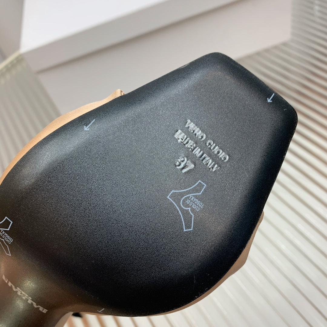 BALMAIN 25S KNOTTED HIGH HEELS 95MM IN LIGHT CARAMEL SATIN