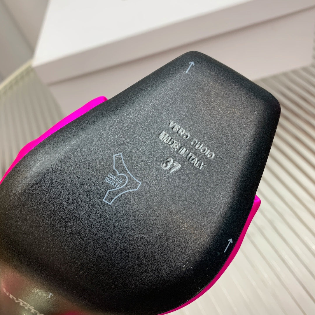 BALMAIN 25S KNOTTED HIGH HEELS 95MM IN NEON PINK SATIN