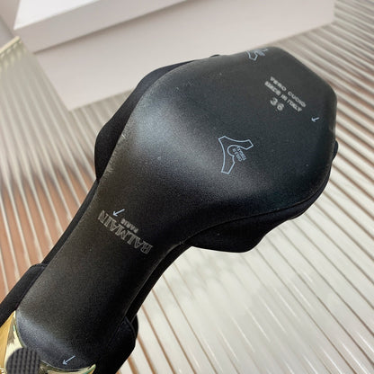 BALMAIN 25S KNOTTED HIGH HEELS 95MM IN BLACK SATIN