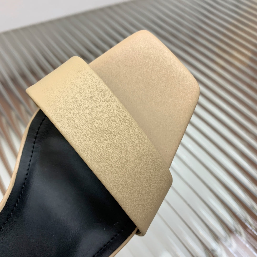 BALMAIN 25S CROSSOVER STRAP HIGH HEELS 95MM IN LIGHT BROWN CALFSKIN