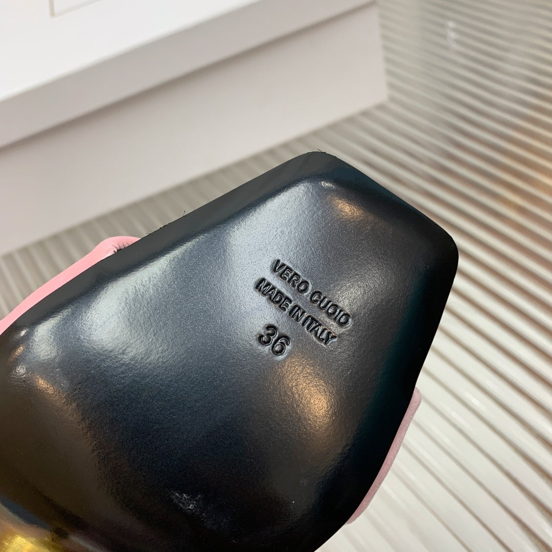 BALMAIN 25S MONETA HEELED SANDALS 95MM IN BABY PINK VELVET