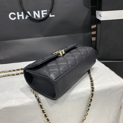 Chanel Style Mini Flap Bag 19cm Black Caviar Gold Hardware – Style219