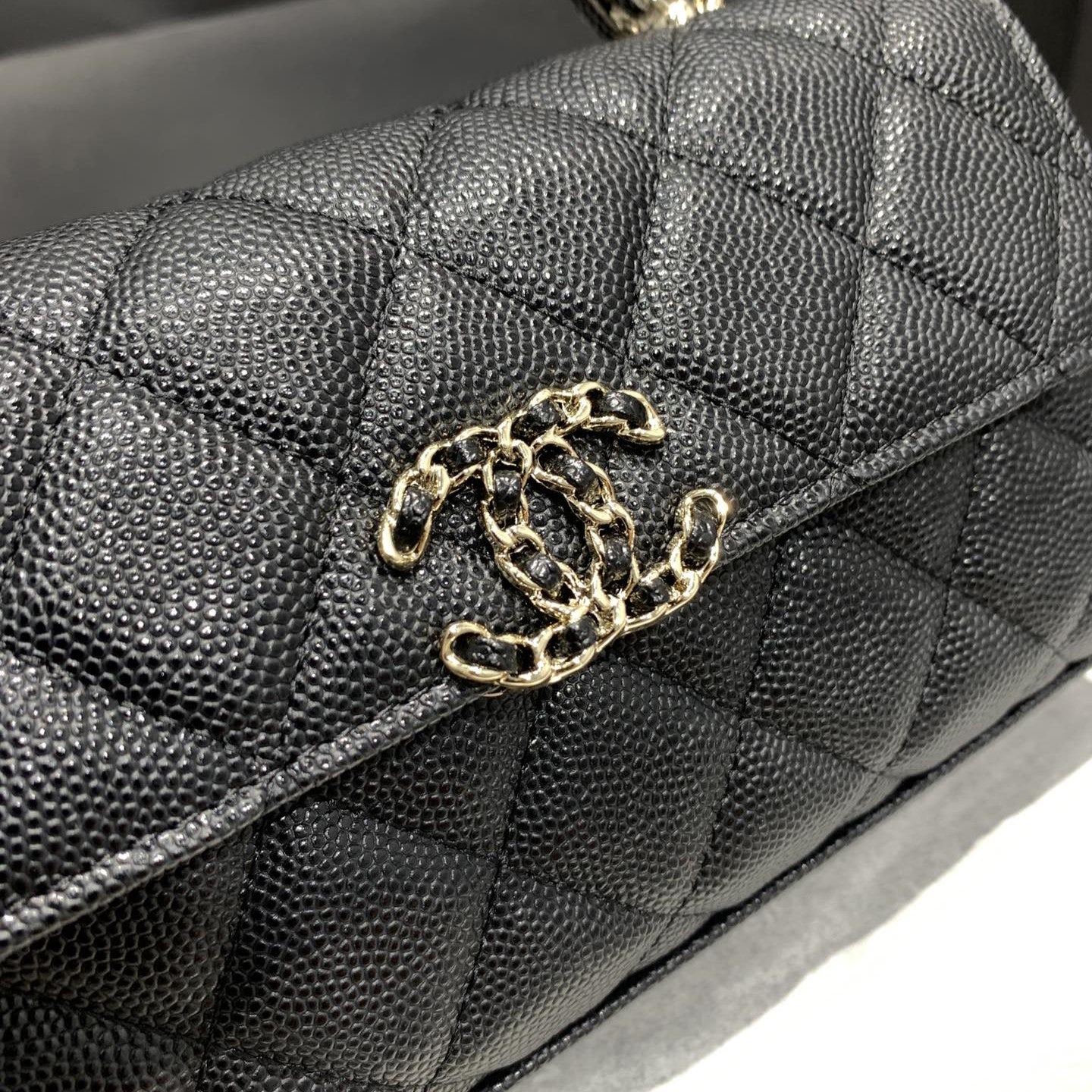 Chanel Style Mini Flap Bag 19cm Black Caviar Gold Hardware – Style219