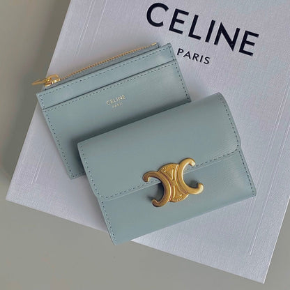 TRIOMPHE 9 WALLET TWO-IN-ONE GLACIER BLUE CALFSKIN