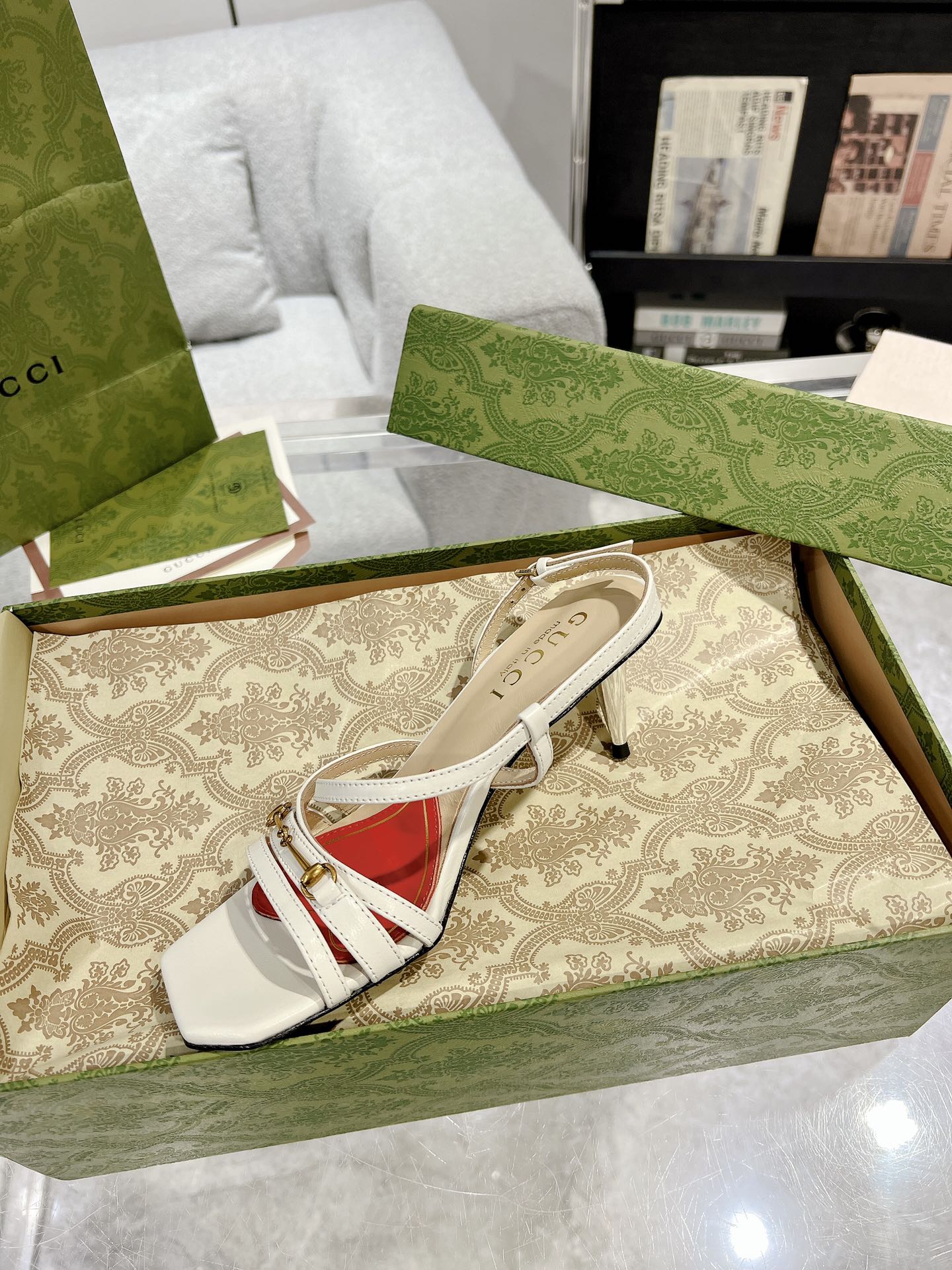 HIGH HEEL 65MM IN WHITE CALFSKIN WITH RED HEART