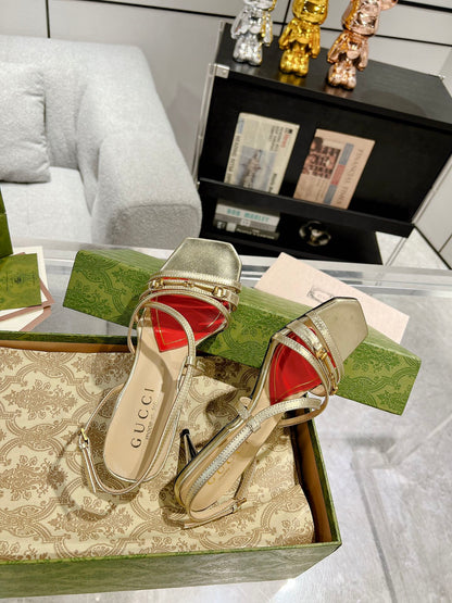 HIGH HEEL 65MM IN LIGHT GOLD CALFSKIN WITH RED HEART