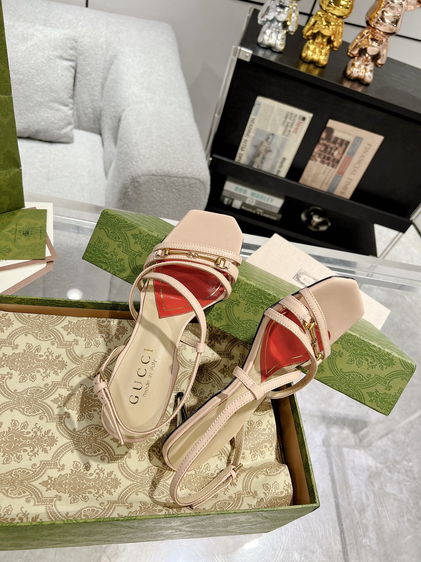 HIGH HEEL 65MM IN TAN BEIGE CALFSKIN WITH RED HEART