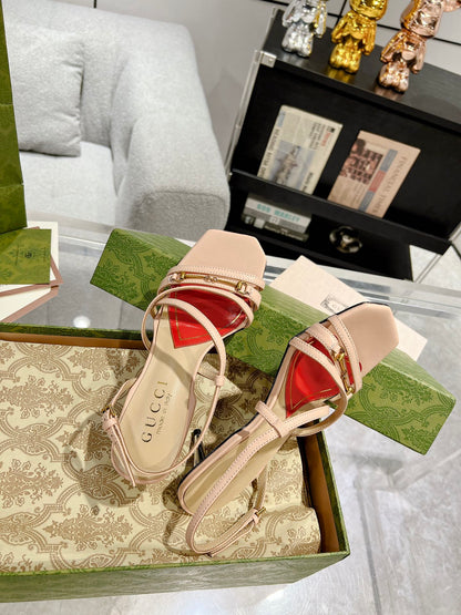 HIGH HEEL 65MM IN TAN BEIGE CALFSKIN WITH RED HEART