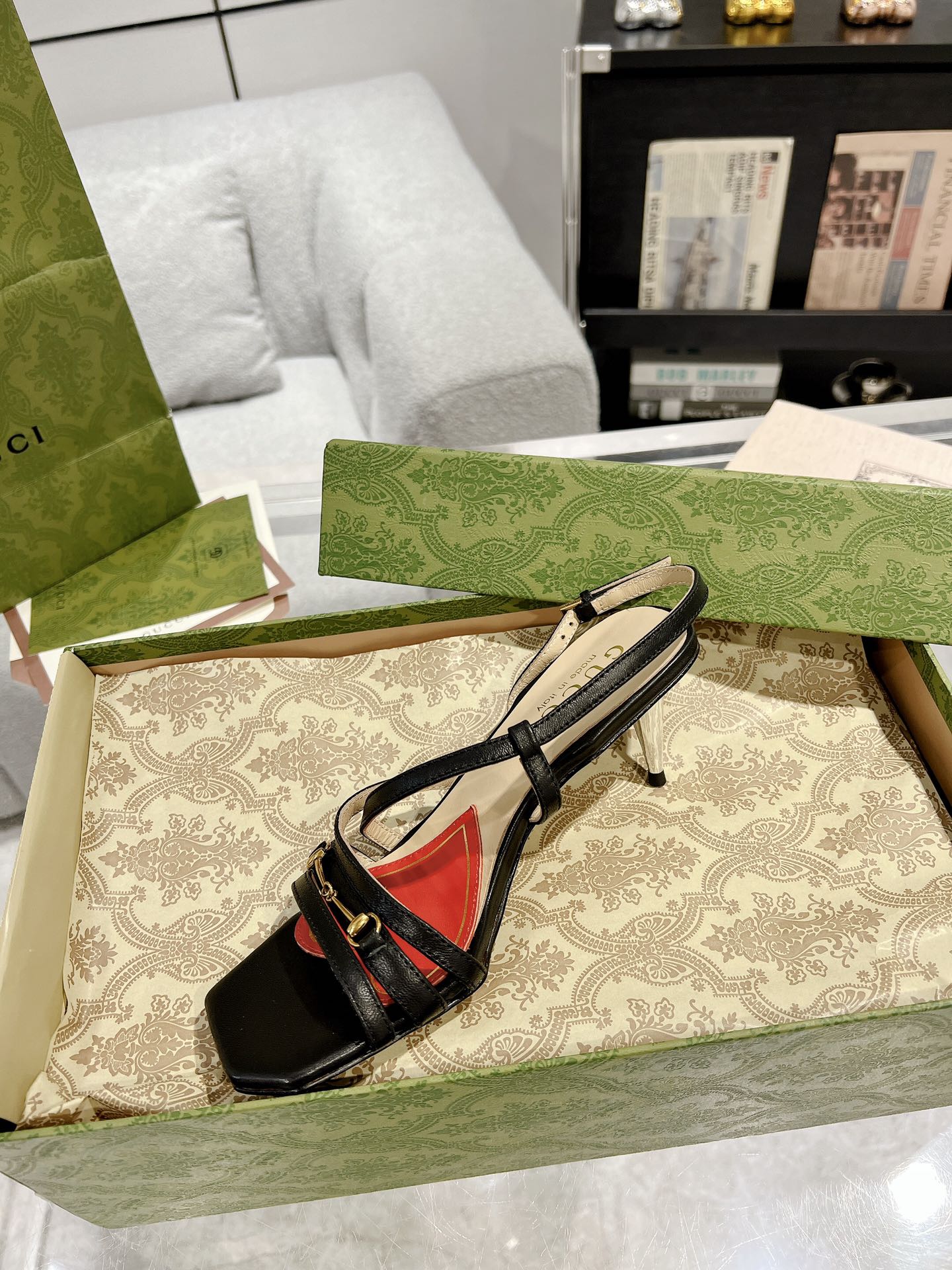 HIGH HEEL 65MM IN BLACK CALFSKIN WITH RED HEART