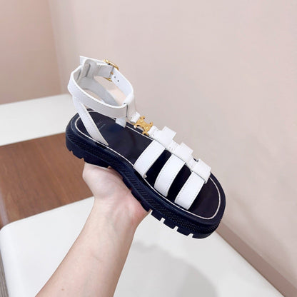 LYMPIA GLADIATOR SANDAL IN CALFSKIN WHITE