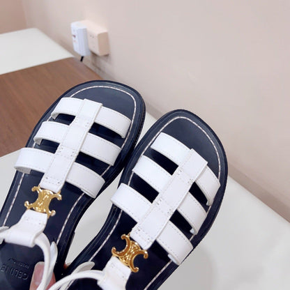 LYMPIA GLADIATOR SANDAL IN CALFSKIN WHITE