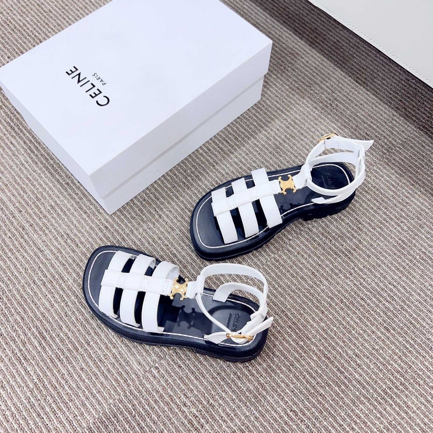 LYMPIA GLADIATOR SANDAL IN CALFSKIN WHITE