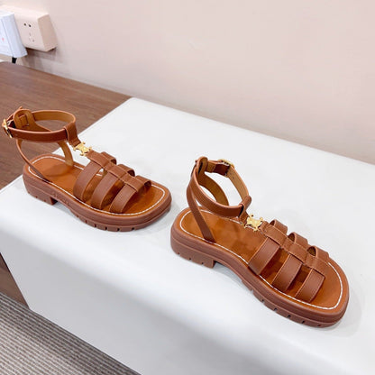 LYMPIA GLADIATOR SANDAL IN CALFSKIN TAN