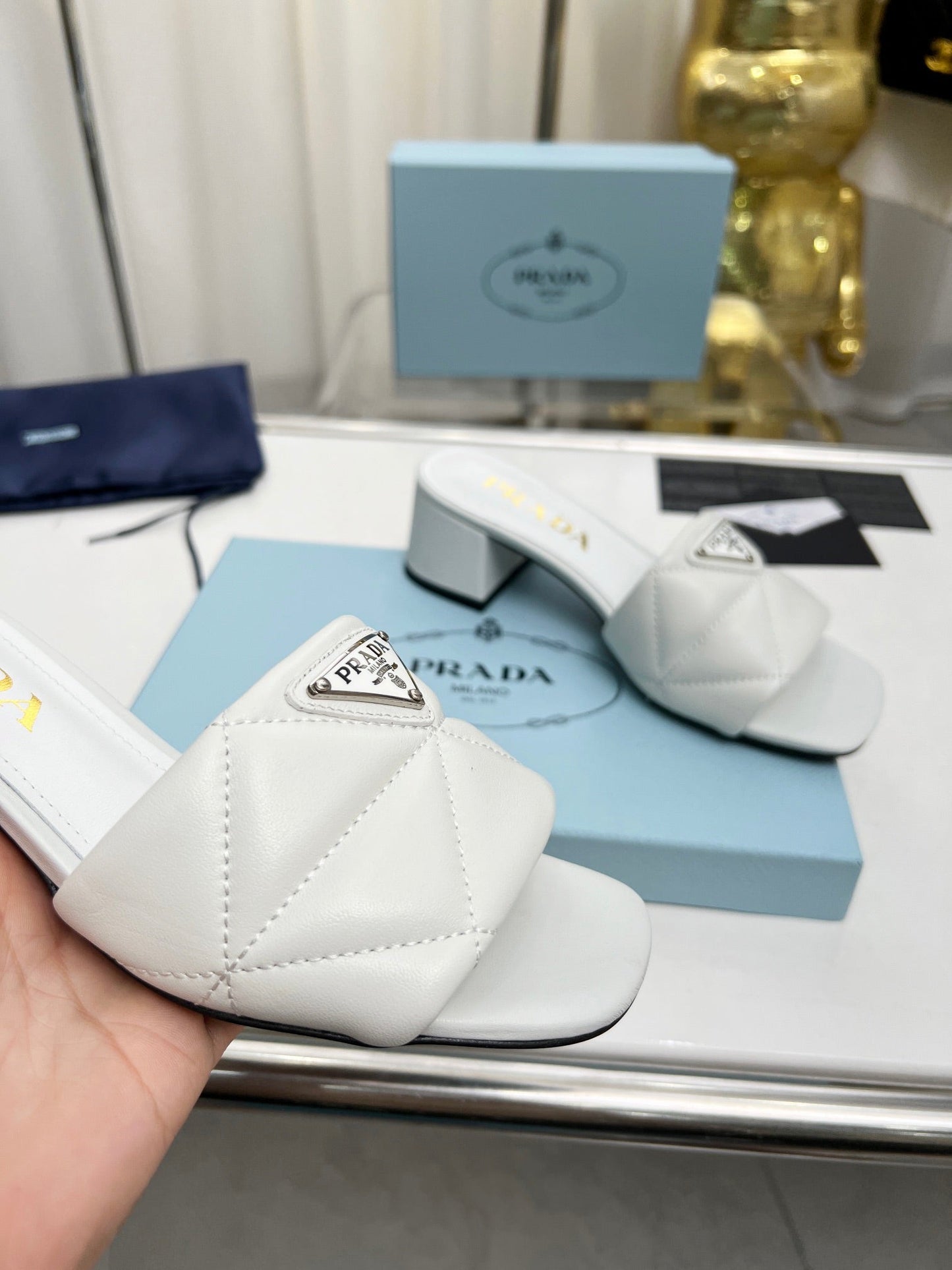 PRA EMBROIDERED SANDALS 45 WHITE LAMBSKIN