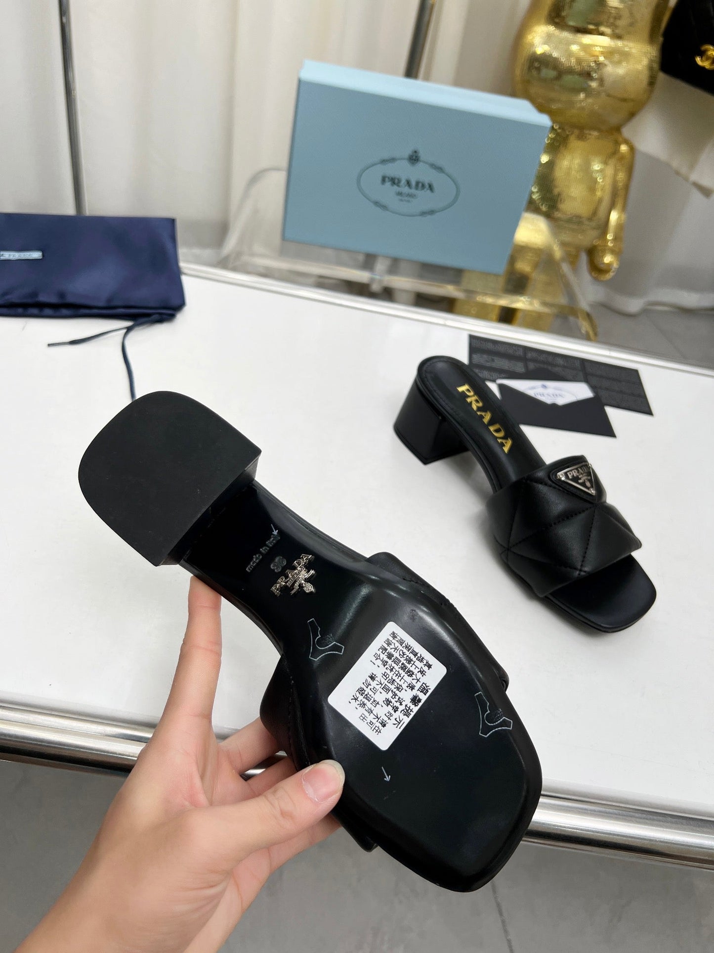 PRA EMBROIDERED SANDALS 45 BLACK LAMBSKIN