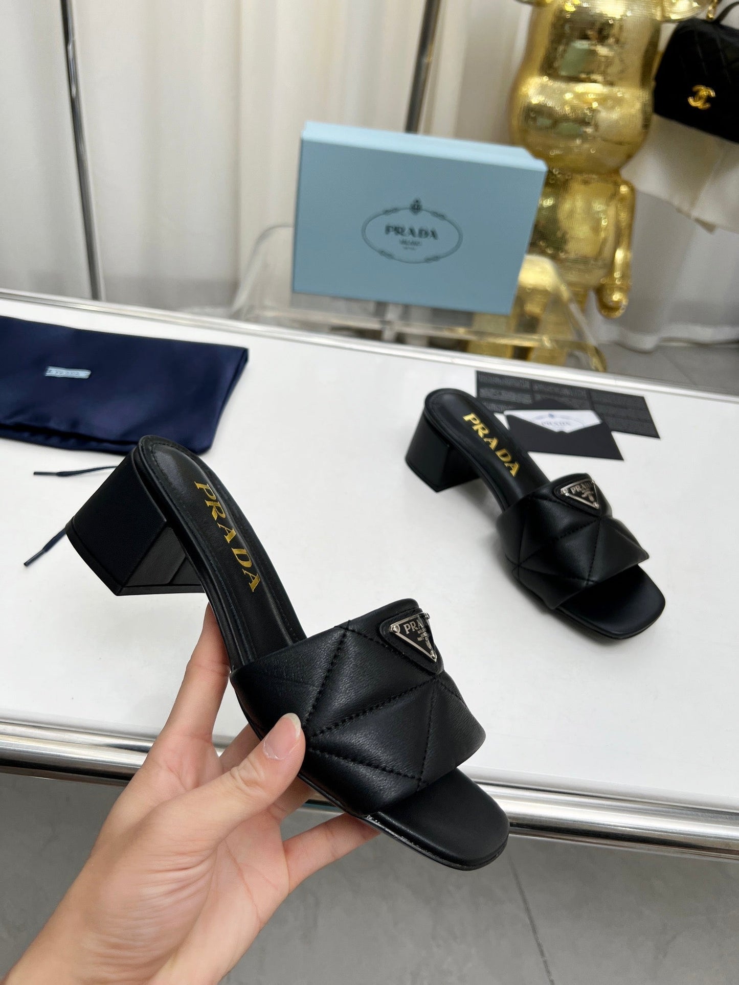 PRA EMBROIDERED SANDALS 45 BLACK LAMBSKIN