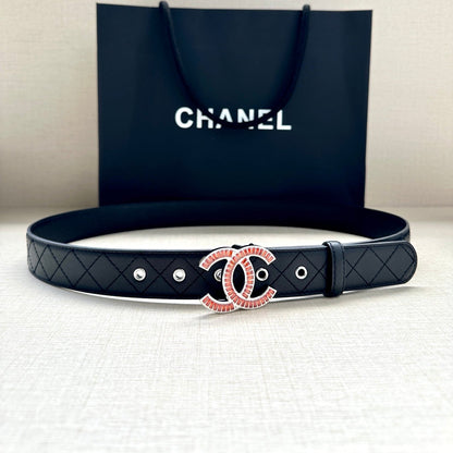 CHANEL 25S BELT 30 MM IN BLACK CALFSKIN 616961