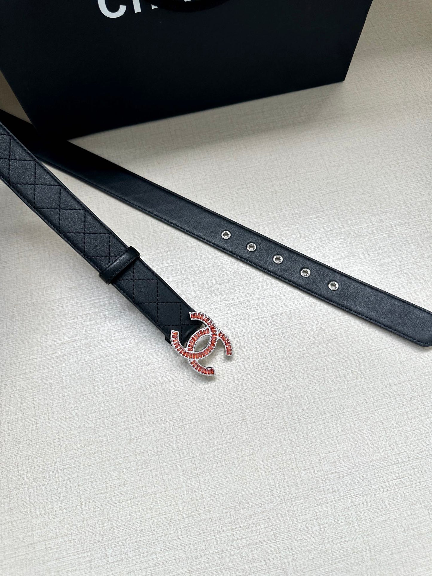 CHANEL 25S BELT 30 MM IN BLACK CALFSKIN 616961