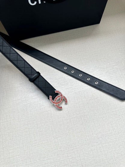 CHANEL 25S BELT 30 MM IN BLACK CALFSKIN 616961