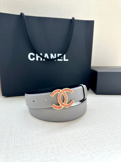 CHANEL 25S BELT 30 MM IN GREY CALFSKIN 616964