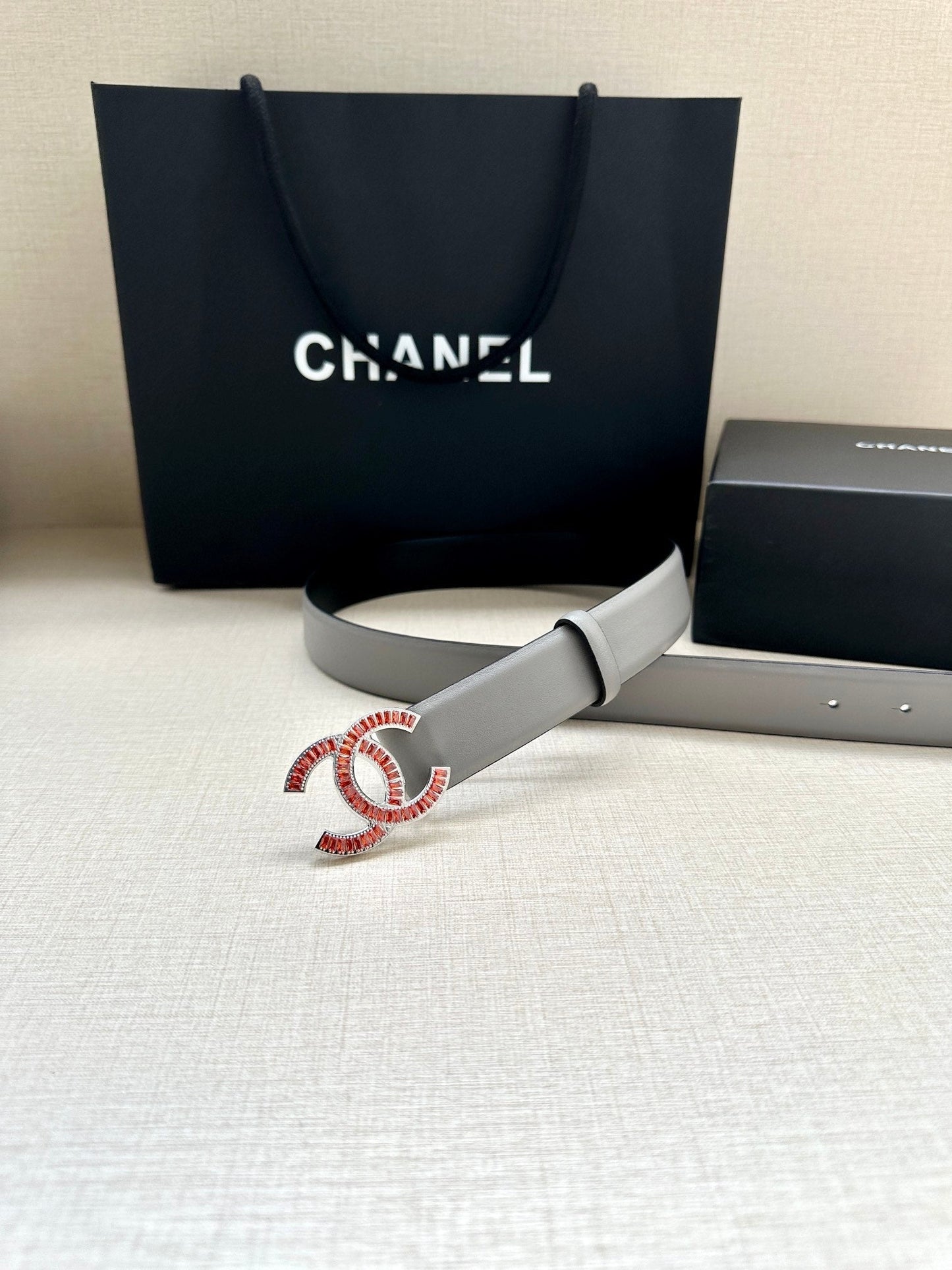 CHANEL 25S BELT 30 MM IN GREY CALFSKIN 616964