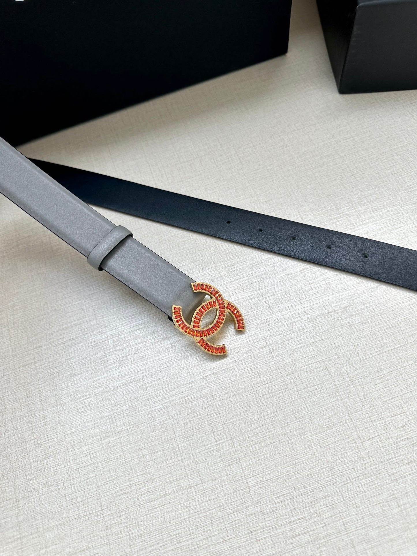 CHANEL 25S BELT 30 MM IN GREY CALFSKIN 616964