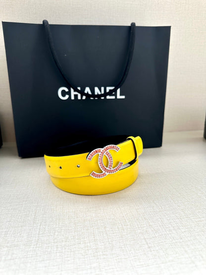 CHANEL 25S BELT 30 MM IN YELLOW CALFSKIN 616967