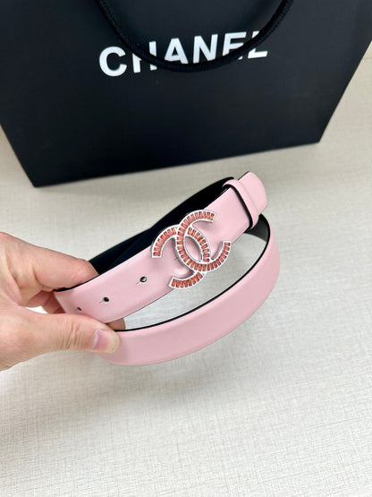 CHANEL 25S BELT 30 MM IN LIGHT PINK CALFSKIN 616971