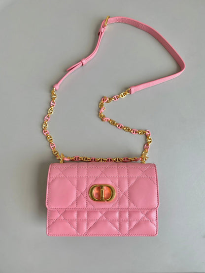 MINI CHAIN BAG 17 IN LIGHT PINK CALFSKIN