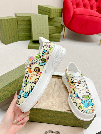 GG TRAINER SAGE CALFSKIN WITH RABBIT PATTERN