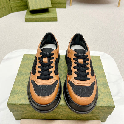 GG TRAINER BLACK AND TAWNY CALFSKIN