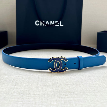 CC 30MM BELT IN COBALT BLUE SMOOTH CALFSKIN METAL HARDWARE