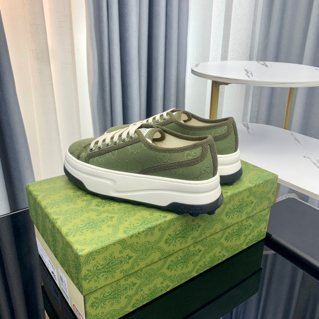 GG SNEAKER FLATFORM OLIVE GREEN CANVAS