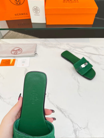 Giulia Sandal Green Suede Green Calfskin