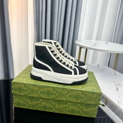 GG HIGH TOP SNEAKER FLATFORM BLACK CANVAS
