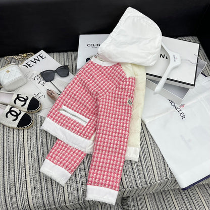 Moncler Style Short Tweed Hooded Down Puffer Jacket – Style 255