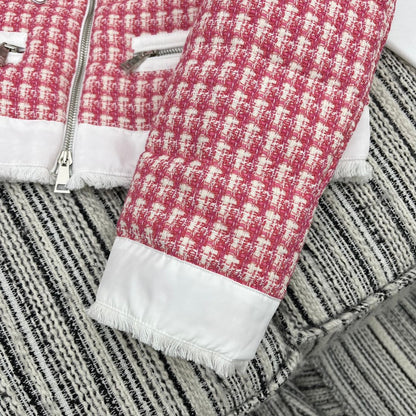 Moncler Style Short Tweed Hooded Down Puffer Jacket – Style 255