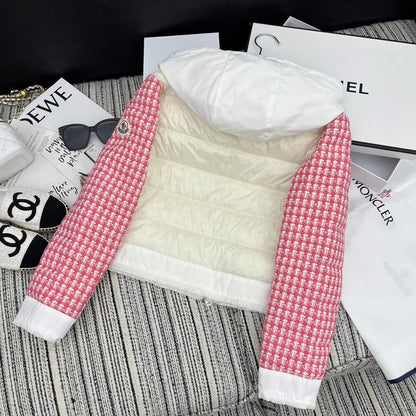 Moncler Style Short Tweed Hooded Down Puffer Jacket – Style 255