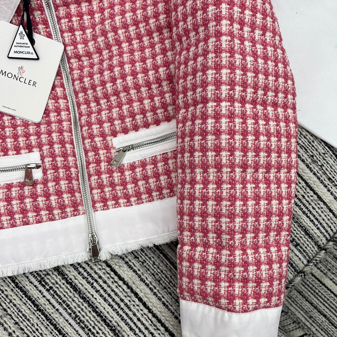 Moncler Style Short Tweed Hooded Down Puffer Jacket – Style 255