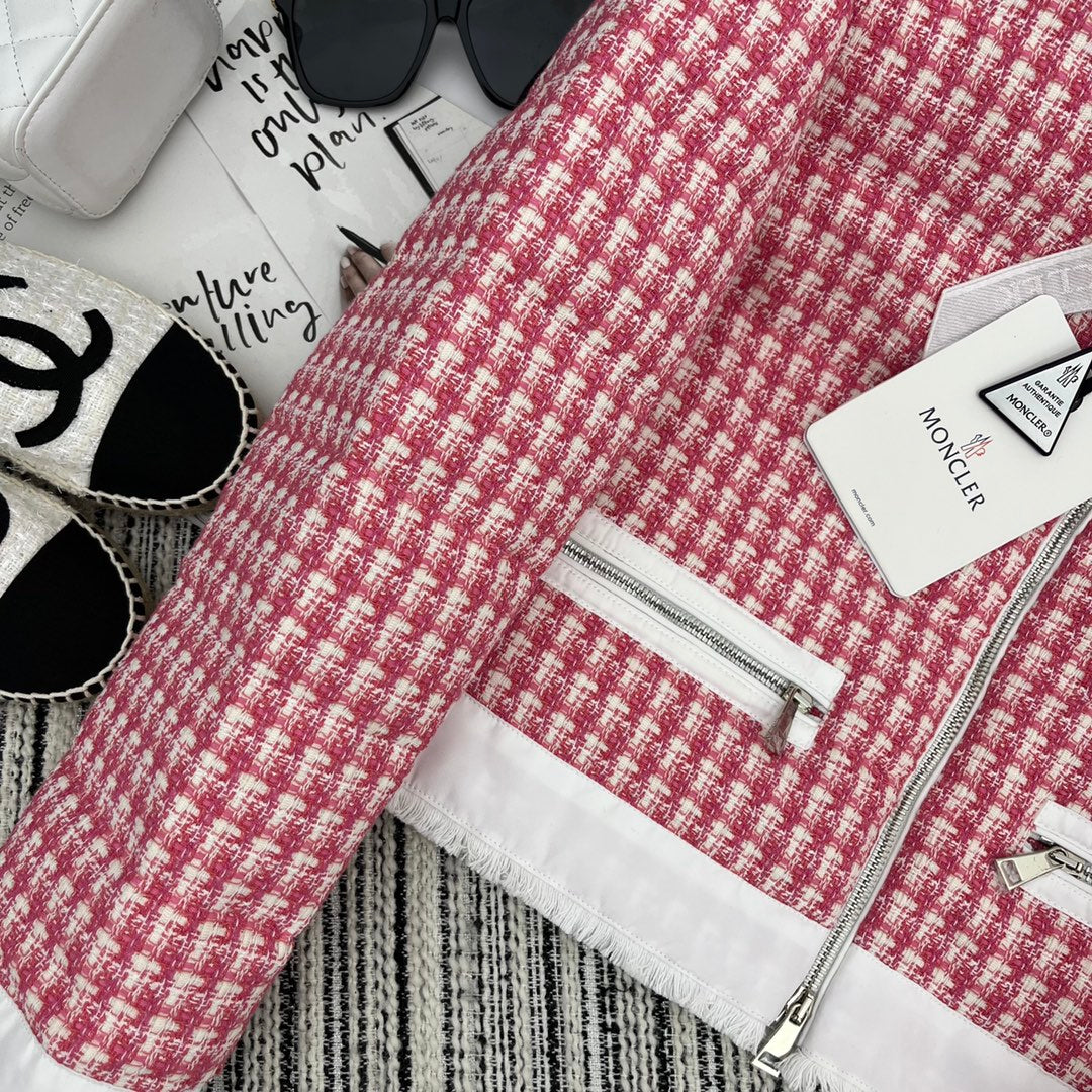 Moncler Style Short Tweed Hooded Down Puffer Jacket – Style 255