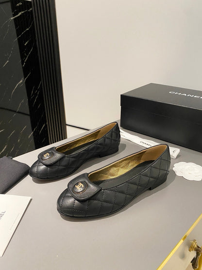 BALLET FLAT BLACK LAMBSKIN