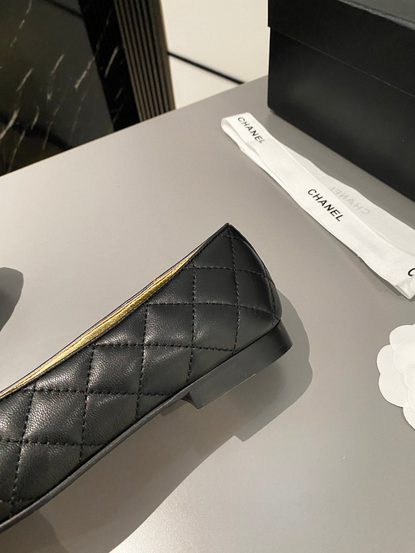 BALLET FLAT BLACK LAMBSKIN