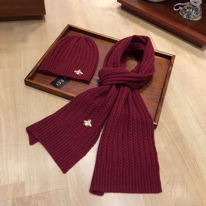SET SCARF AND HAT IN JAM RED WOOL 945022