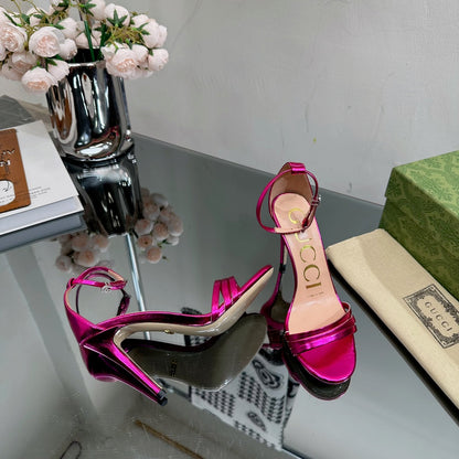 GG 105 HIGH HEEL SANDAL METALLIC PURPLE LAMBSKIN